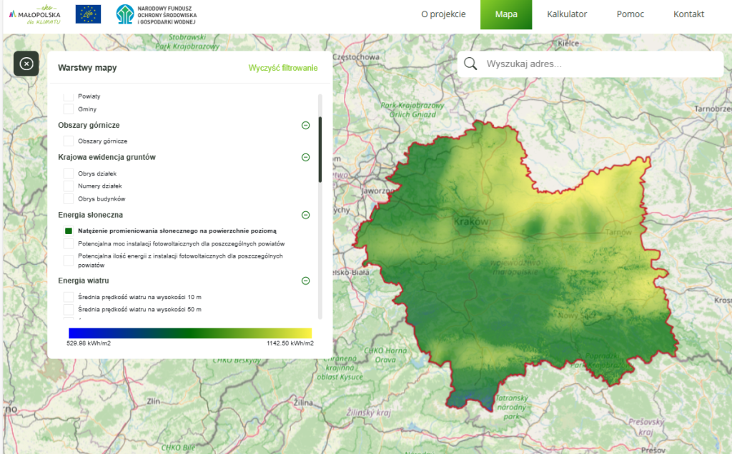 Mapa potencjału OZE z kalkulatorem doboru instalacji